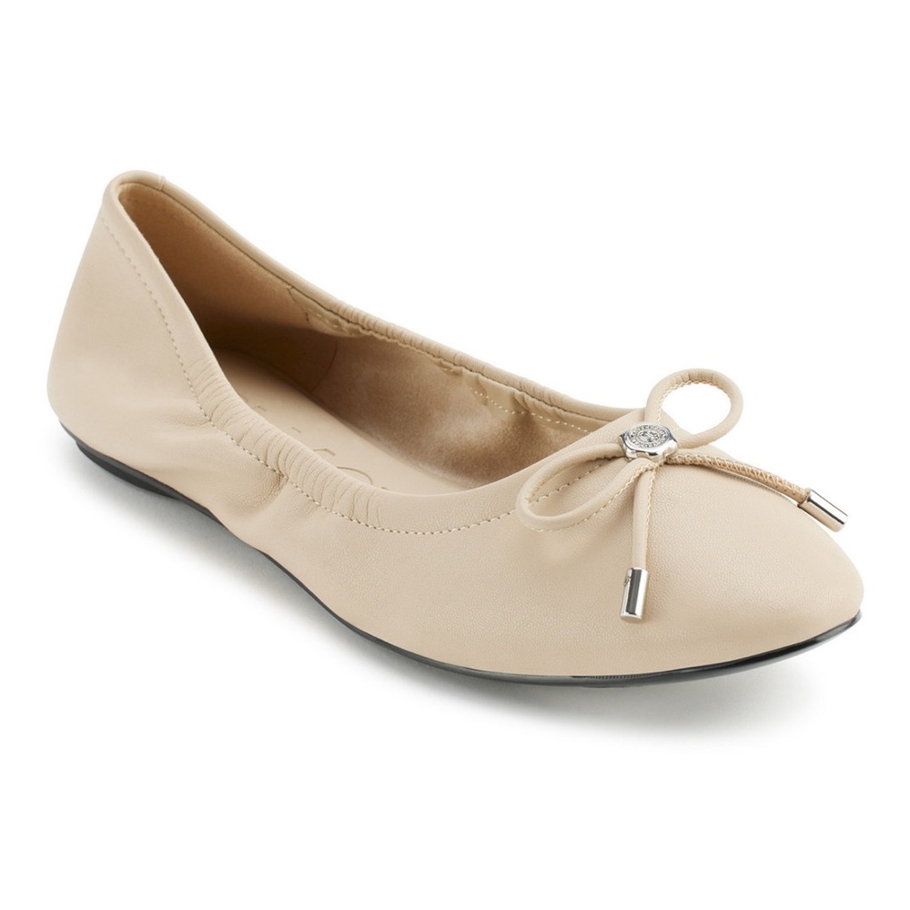 KARL LAGERFELD PARIS Women's Velma Almond Toe Ballet Flats- Dusty Nude- Size 11